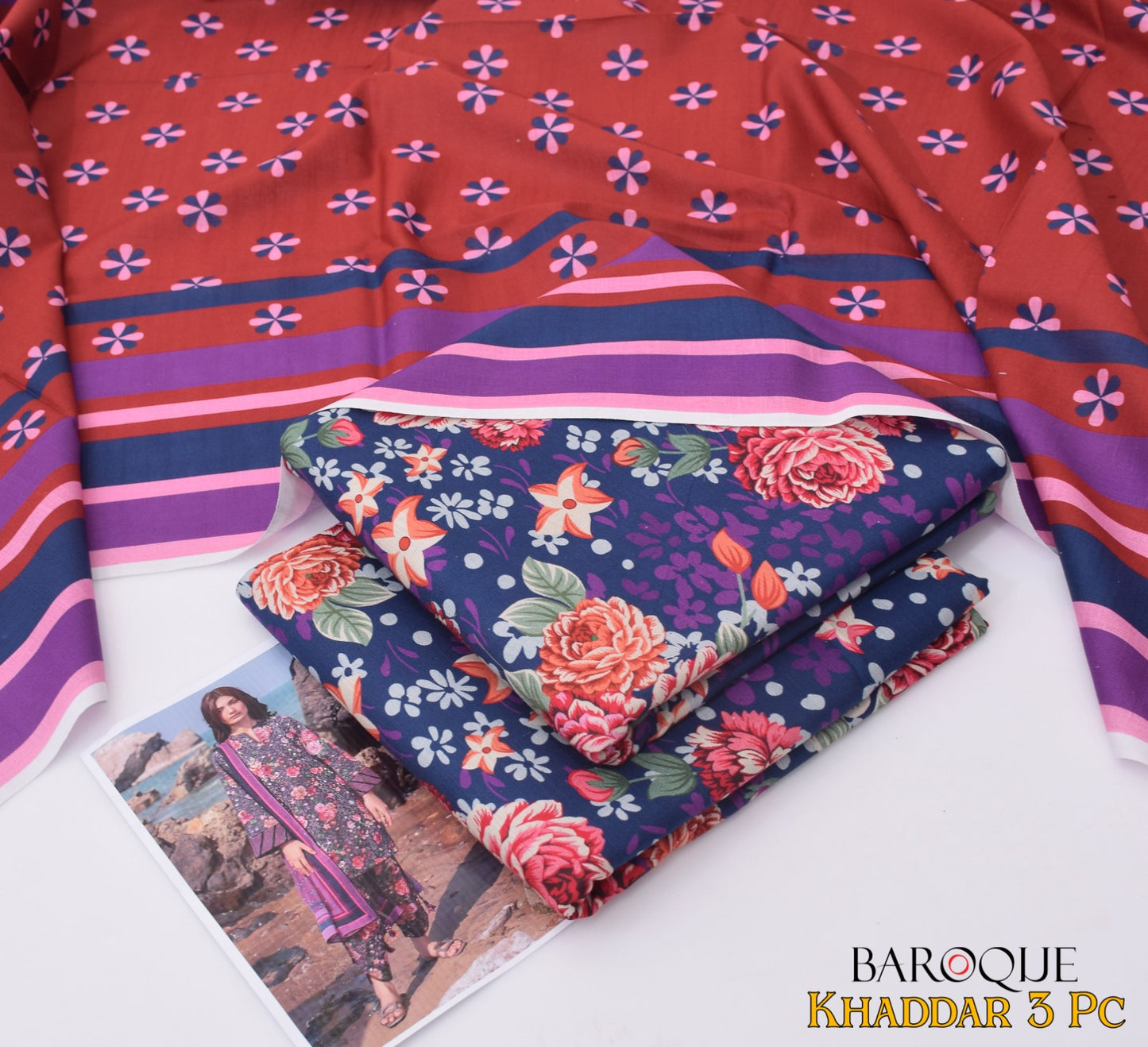 Baroque Women's Unstitched Printed Khaddar Winter Suit