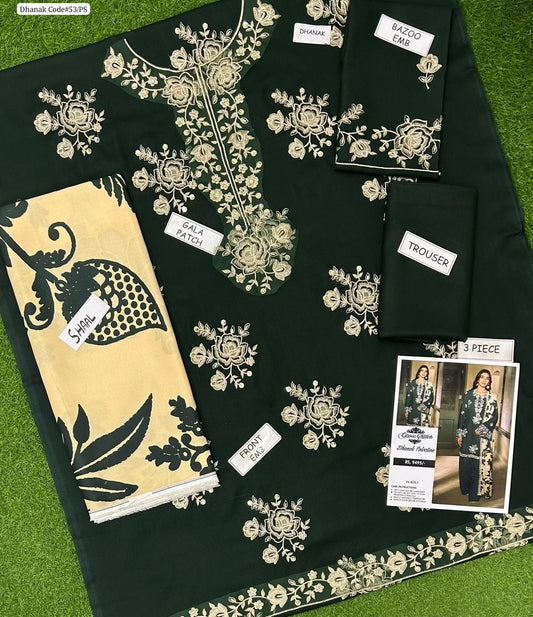 Cross Stitch Women's Unstitched Embroidered Dhanak Winter Suit