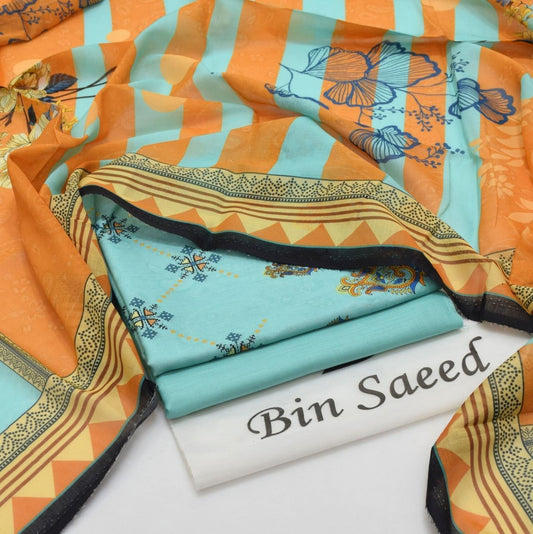 Bin Saeed – Lawn – 3-Piece – Pastel Blue
