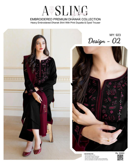 Aisling Women's Unstitched Embroidered Dhanak Winter Suit