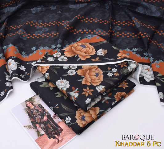 Baroque Women's Unstitched Printed Khaddar Winter Suit