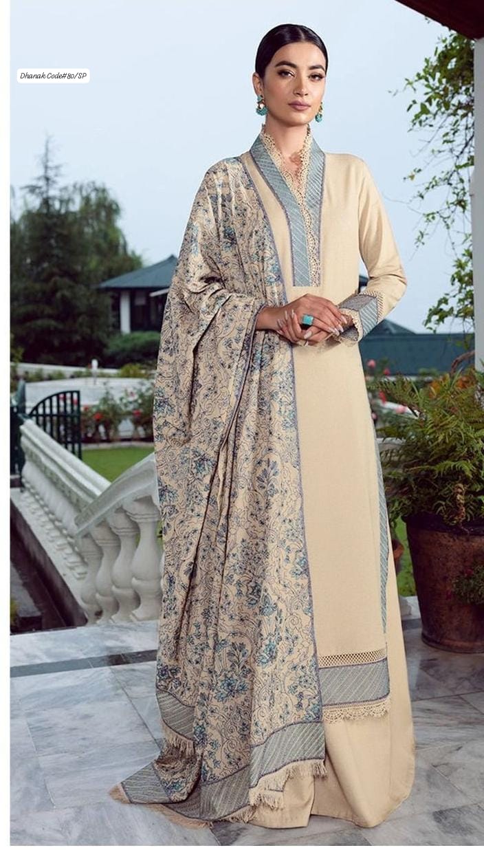 Bareeze Women's Unstitched Embroidered Dhanak Winter Suit