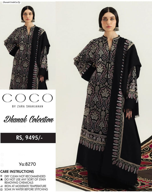 Coco Women's Unstitched Embroidered Dhanak Winter Suit