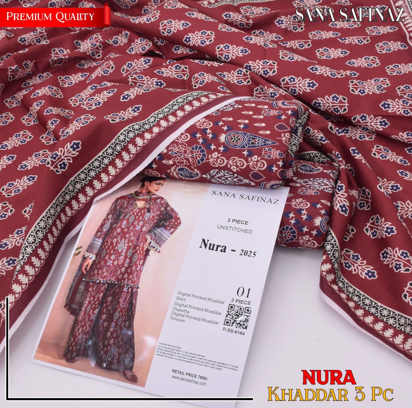 Sana Safinaz Women's Unstitched Printed Khaddar Winter Suit