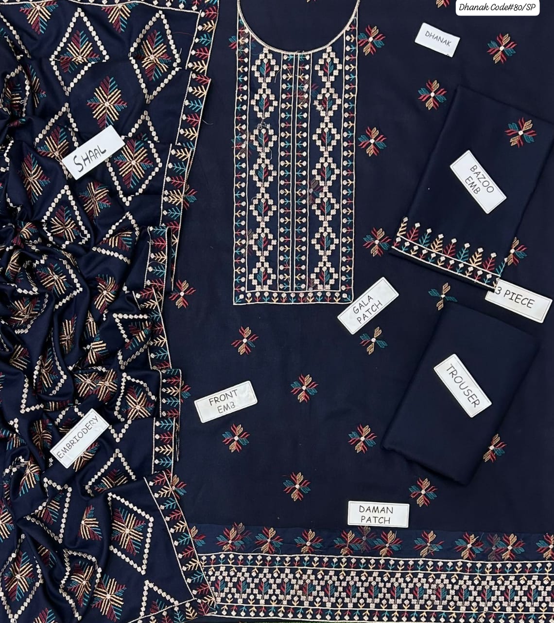 Bareeze Women's Unstitched Embroidered Dhanak Winter Suit