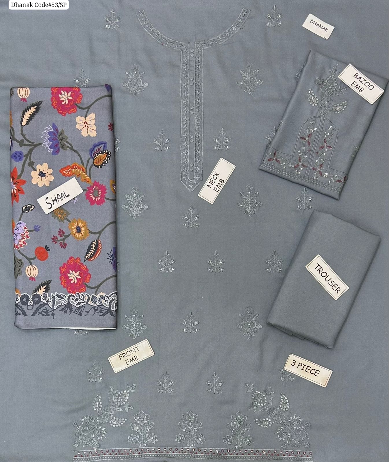 Noor by Saadia Asad Women's Unstitched Embroidered Dhanak Winter Suit