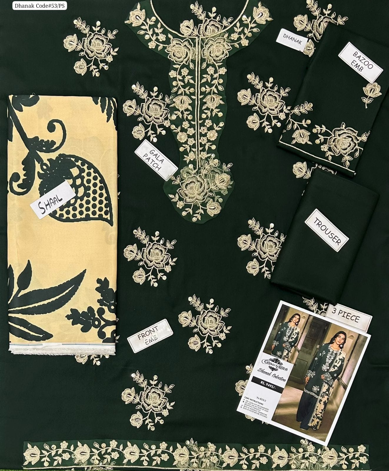 Cross Stitch Women's Unstitched Embroidered Dhanak Winter Suit