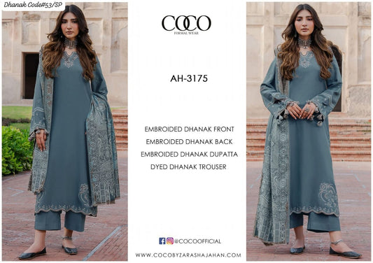 Coco Women's Unstitched Embroidered Dhanak Winter Suit