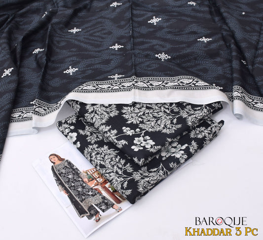 Baroque Women's Unstitched Printed Khaddar Winter Suit