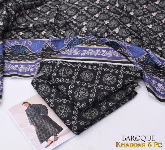 Baroque Women's Unstitched Printed Khaddar Winter Suit